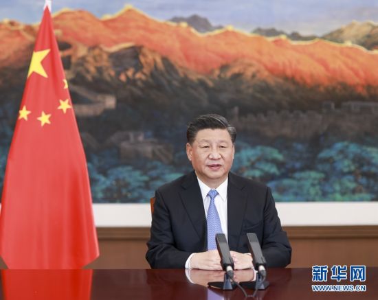 11月22日，国家主席习近平在二十国集团领导人利雅得峰会“守护地球”主题边会上致辞。新华社记者