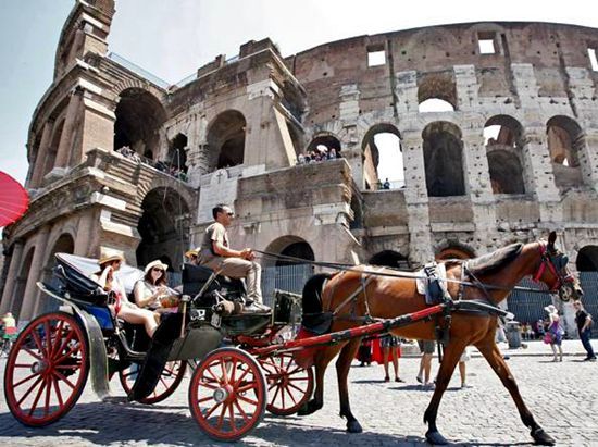 罗马旅游观光马车。
